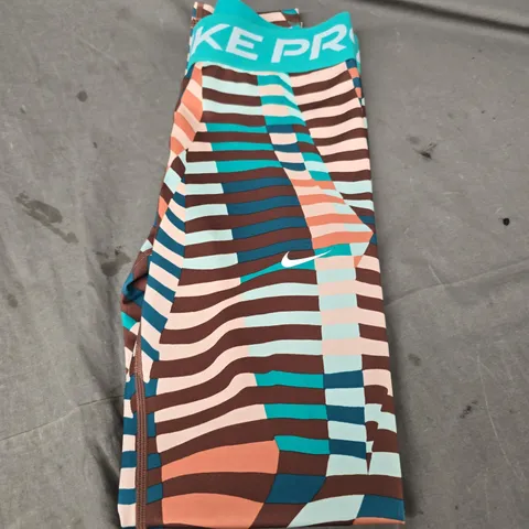 NIKE PRO WOMEN’S PATTERNED LEGGINGS – MULTICOLOR GEOMETRIC PRINT - SIZE L