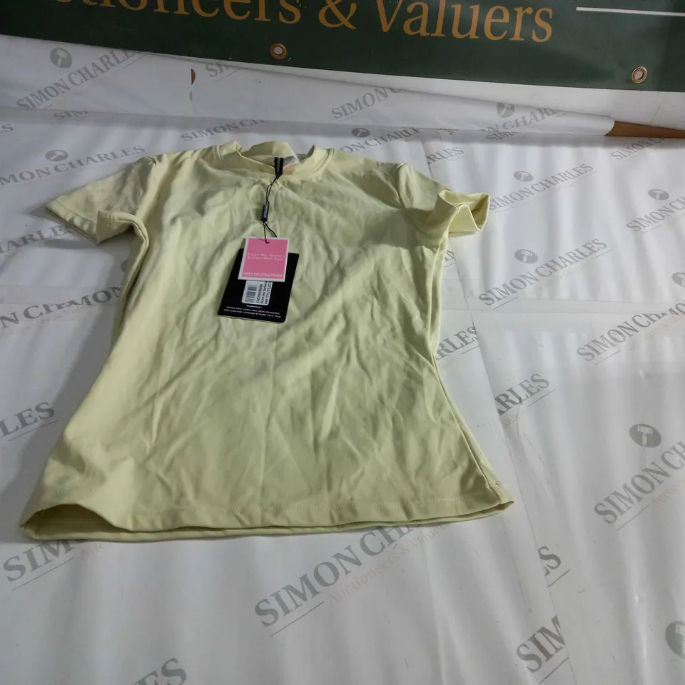 PRETTY LITTLE THING PALE GREEN CONTOUR SCULPT SHORT SLEEVE T SHIRT SIZE 10
