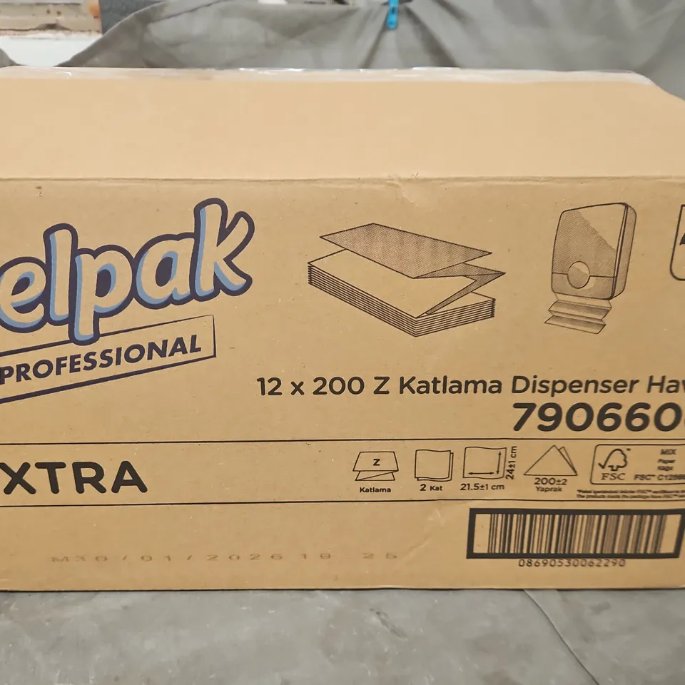 SELPAK PROFESSIONAL DISPENSER TOWELS – 12 X 200 SHEETS, Z-FOLD BULK BOX