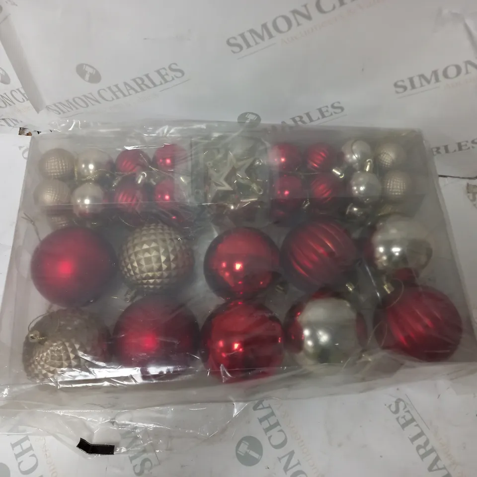 PACK OF 50 RED AND GOLD BAUBLES  RRP £19.99