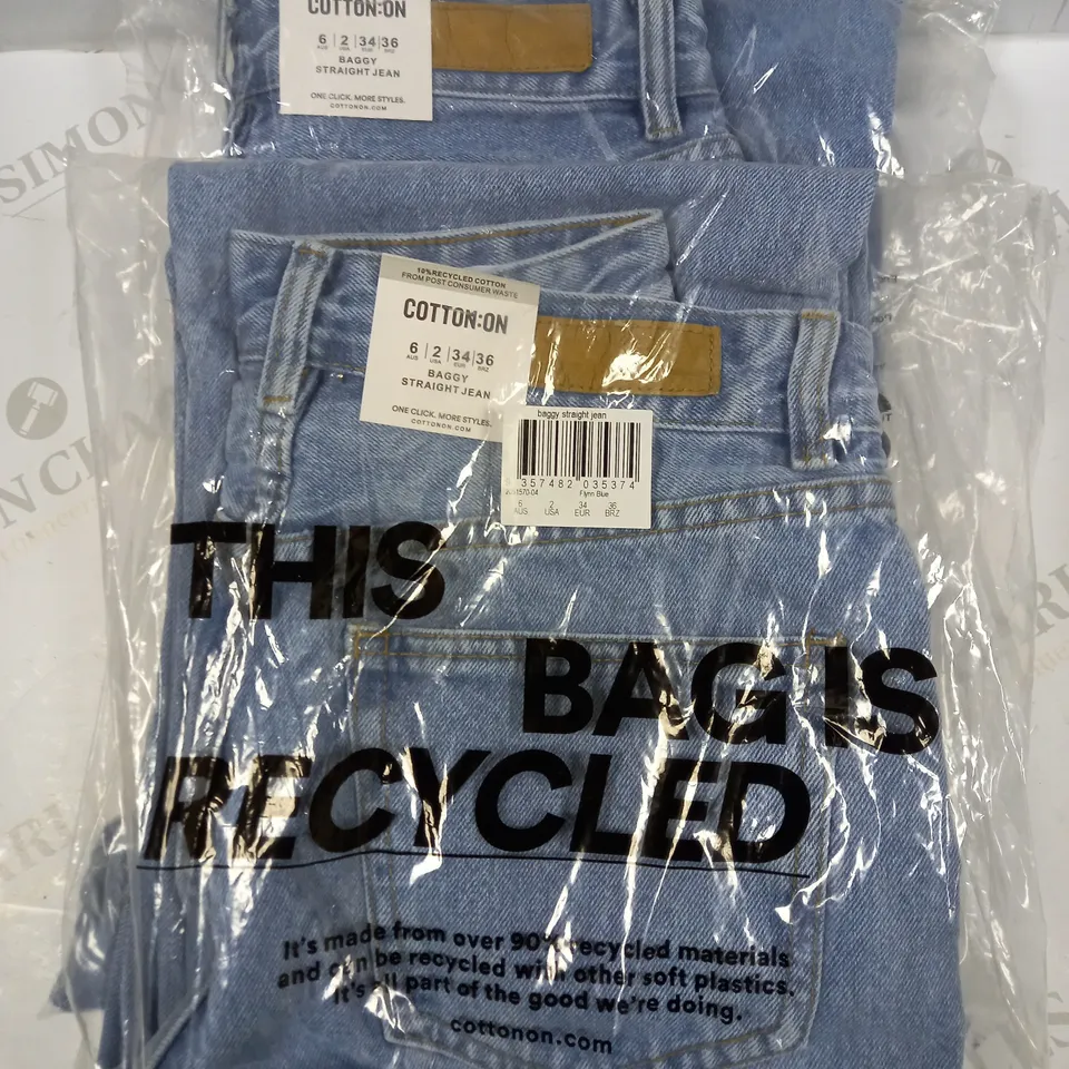 BOX OF 2 COTTON:ON BAGGY STRAIGHT JEAN - UK 6