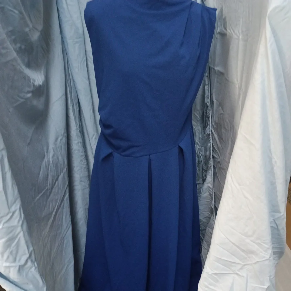 GIRL IN MIND ROMY PLEATED NECK MIDI DRESS – COBALT BLUE, UK 18