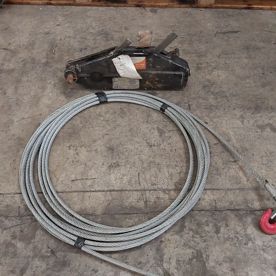 TRACTEL TIRFOR T516D WIRE ROPE LEVER OPERATED WINCH 1600 KGS WITH WIRE ROPE