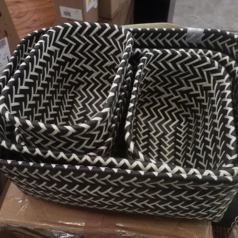 5 PIECE WOVEN STORAGE PLASTIC BASKET SET