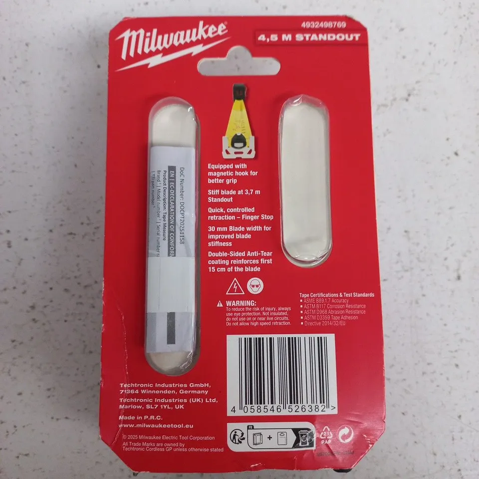 MILWAUKEE MAGNETIC TAPE MEASURE 5M/16FT – STANDOUT BLADE WITH MAGNETIC HOOK