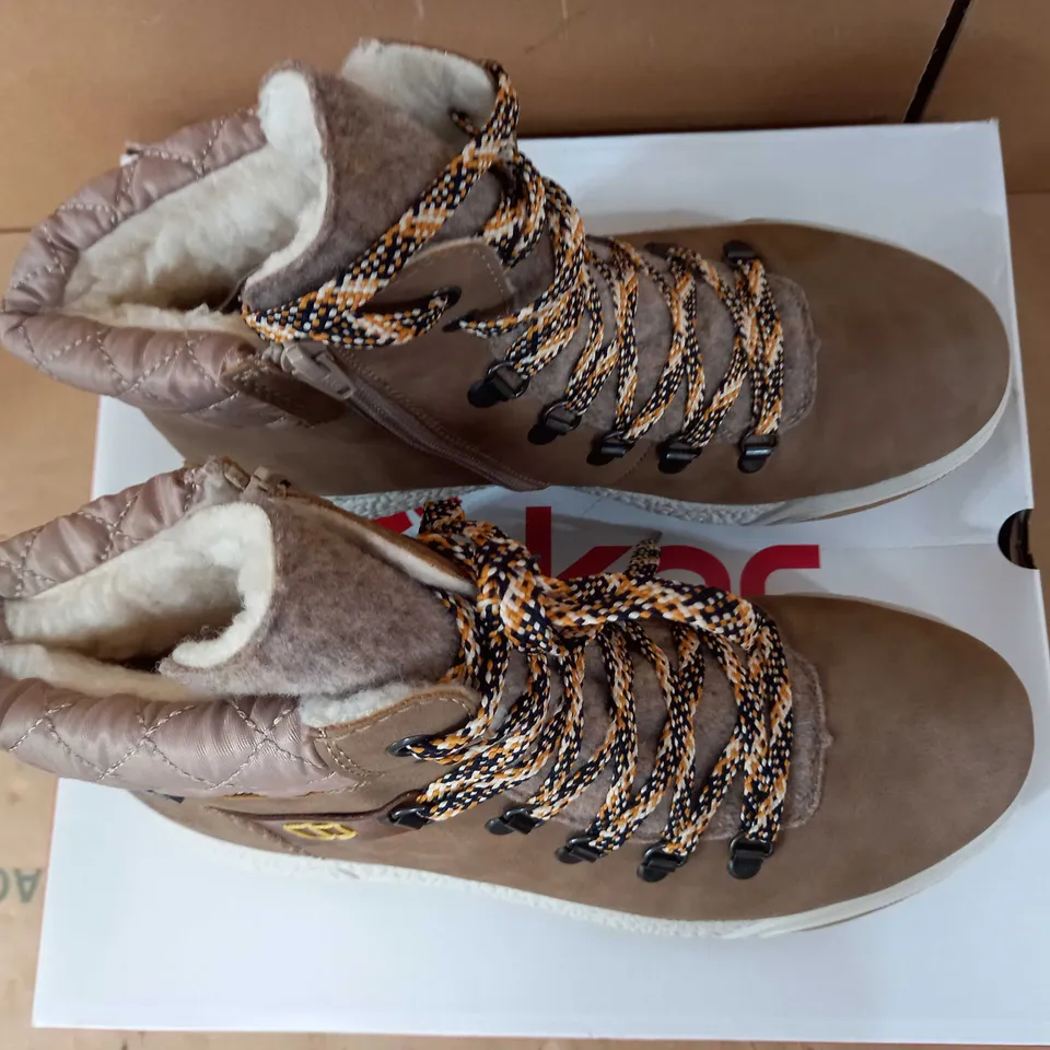 RIEKER WATER RESISTANT LACE UP TAUPE BOOTS - SIZE 6.5