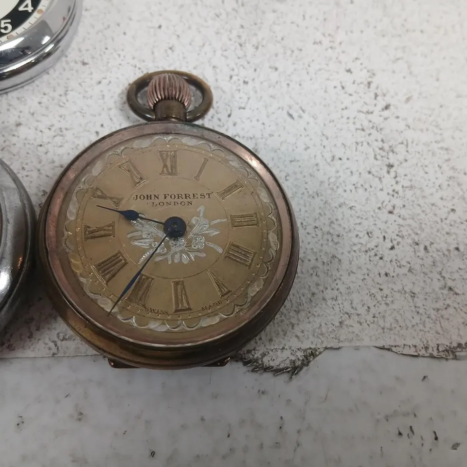 GROUP OF ANTIQUE POCKET WATCHES INCL. INGERSOLL BEST LEVER AND JOHN FORREST LONDON