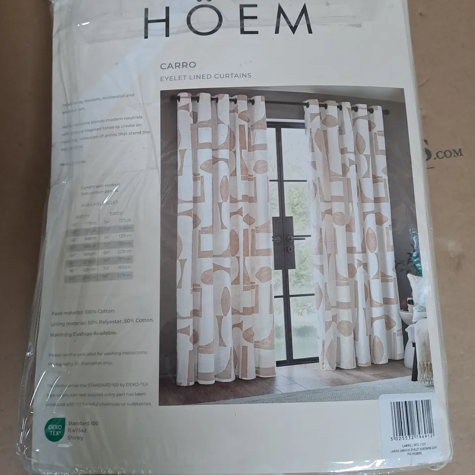 HOEM CARRO EYELET LINED CURTAINS IN CLAY - W 66" / D 90"