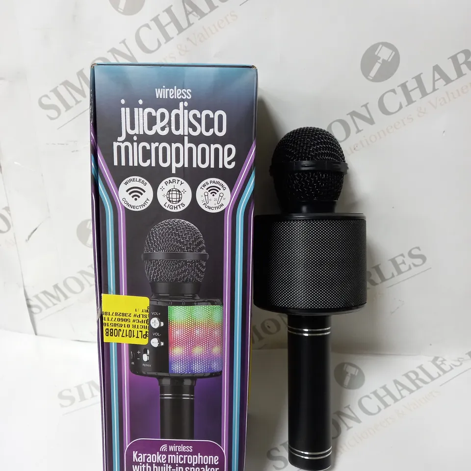 BOXED JUICE DISCO KARAOKE MICROPHONE WITH BUILT IN SPEAKER