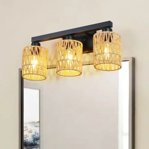 BOXED ADONUS 3-LIGHT RATTAN VANITY LIGHT (1 BOX)