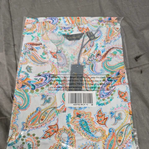 RUTH LANGSFORD PRINTED TUNIC BLOUSE - 10