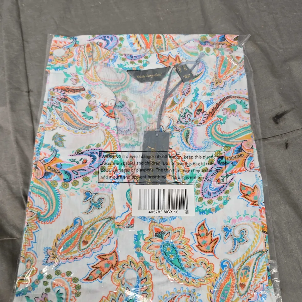 RUTH LANGSFORD PRINTED TUNIC BLOUSE - 10