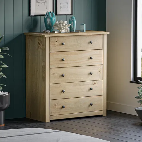 BOXED SOMERS 5 DRAWER CHEST - PINE (1 BOX)