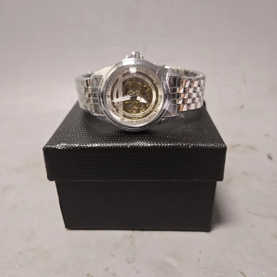 BOXED GLOBENFELD FRAMEWORK WATCH IN AUTOMATIC STEEL
