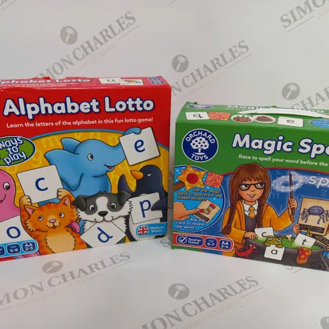 BOX OF 2 ORCHARD TOYS INCLUDING ALPHABET LOTTO AND MAGIC SPELLING