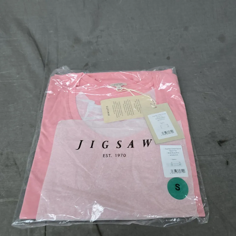 JIGSAW SUPIMA COTTON SCOOP NECK TEE – ROSE PINK, SMALL
