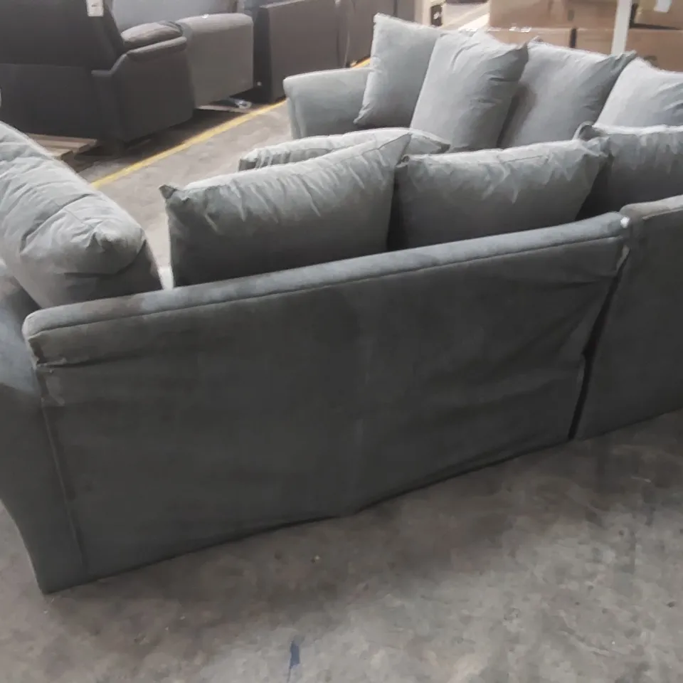 QUALITY DESIGNER DURY DARK GREY FABRIC UPHOLSTERED CORNER GROUP SOFA