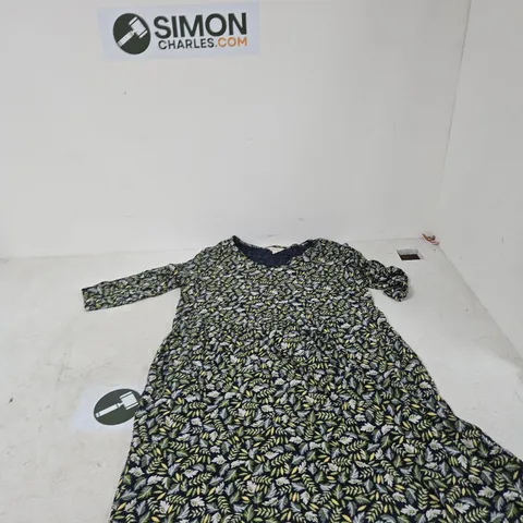 SEASALT CORNWALL WOMEN'S ORGANIC COTTON DRESS β NAVY LEAF PRINT, UK 16