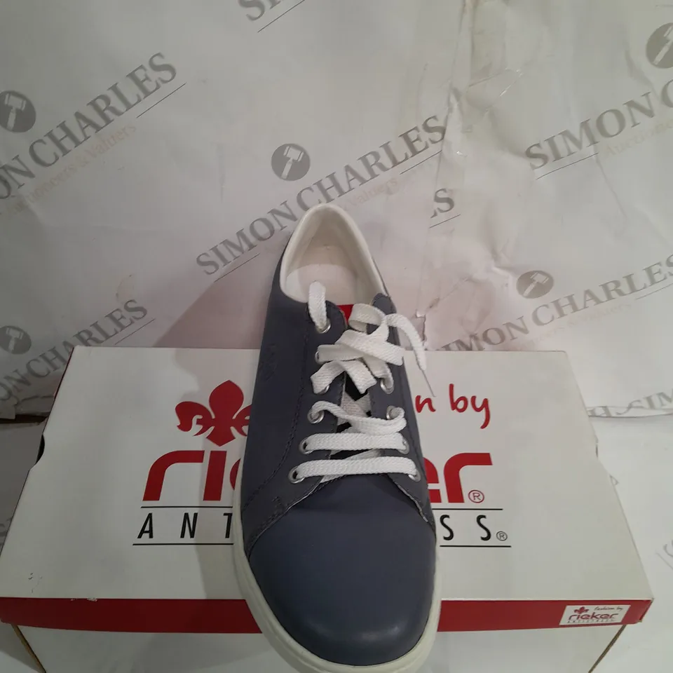 BOXD RIEKER NAVY LEATHER TRAINERS SIZE 7