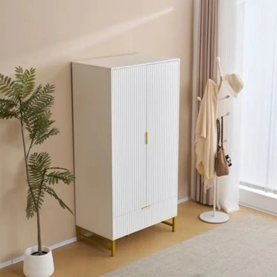 BOXED MAJZARA 2 DOOR MANUFACTERED WOOD WARDROBE (2 BOXED)