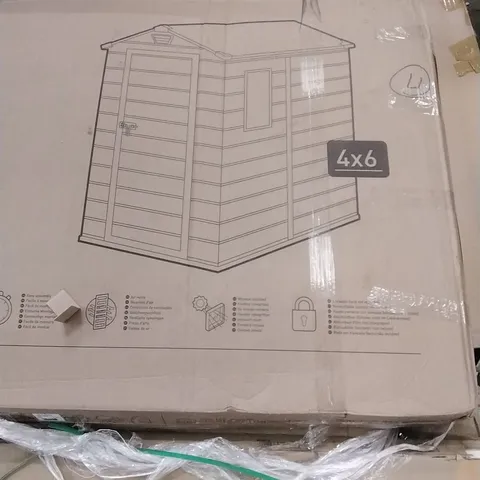 BOXED KETER DARWIN GREY OUTDOOR APEX GARDEN STORAGE SHED - 4X 6FT