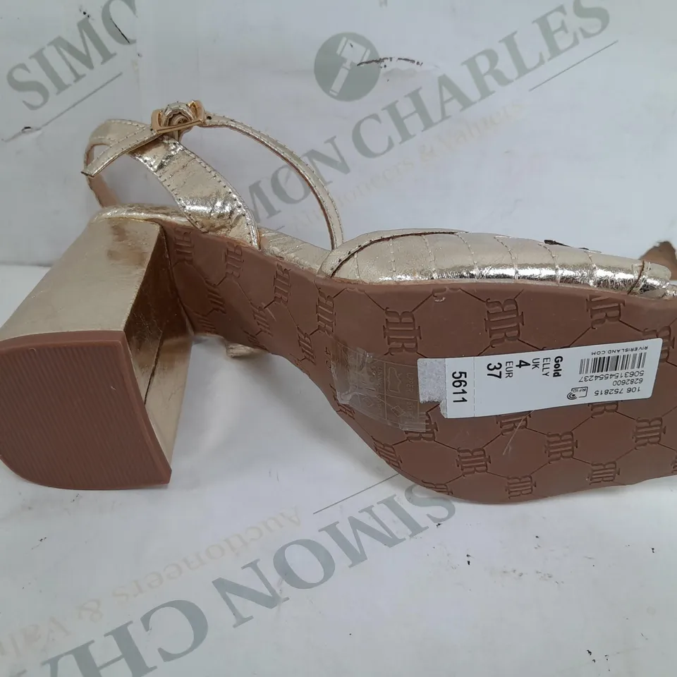 PAIR OF RIR OPEN TOE BLOCK HEELS IN GOLD - SIZE 4/37