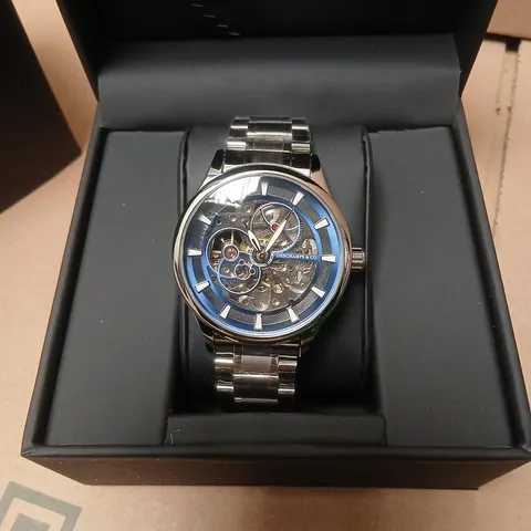 DESCHAMPS & CO SKELETON WATCH – BLUE DIAL, STAINLESS STEEL BRACELET