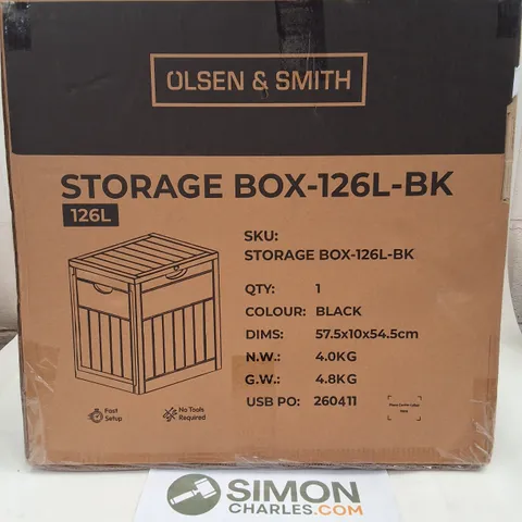 BOXED OLSEN & SMITH STORAGE BOX-126L-BK