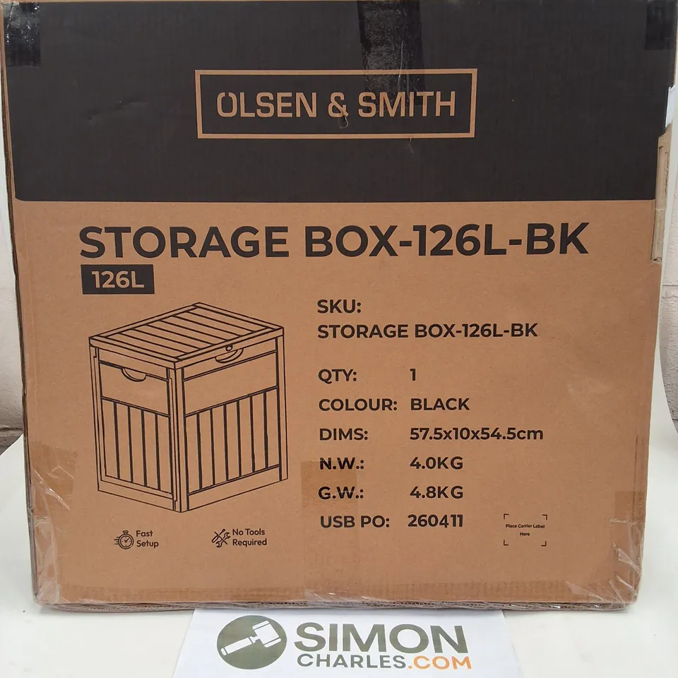 BOXED OLSEN & SMITH STORAGE BOX-126L-BK