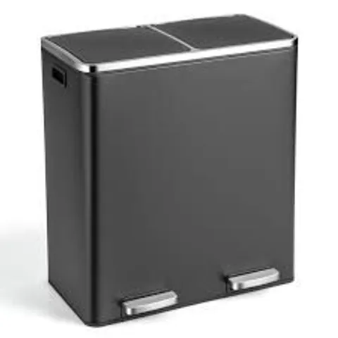 BOXED DOUBLE RECYCLE PEDAL BIN WTH DUAL REMOVABLE COMPARTMENTS-BLACK