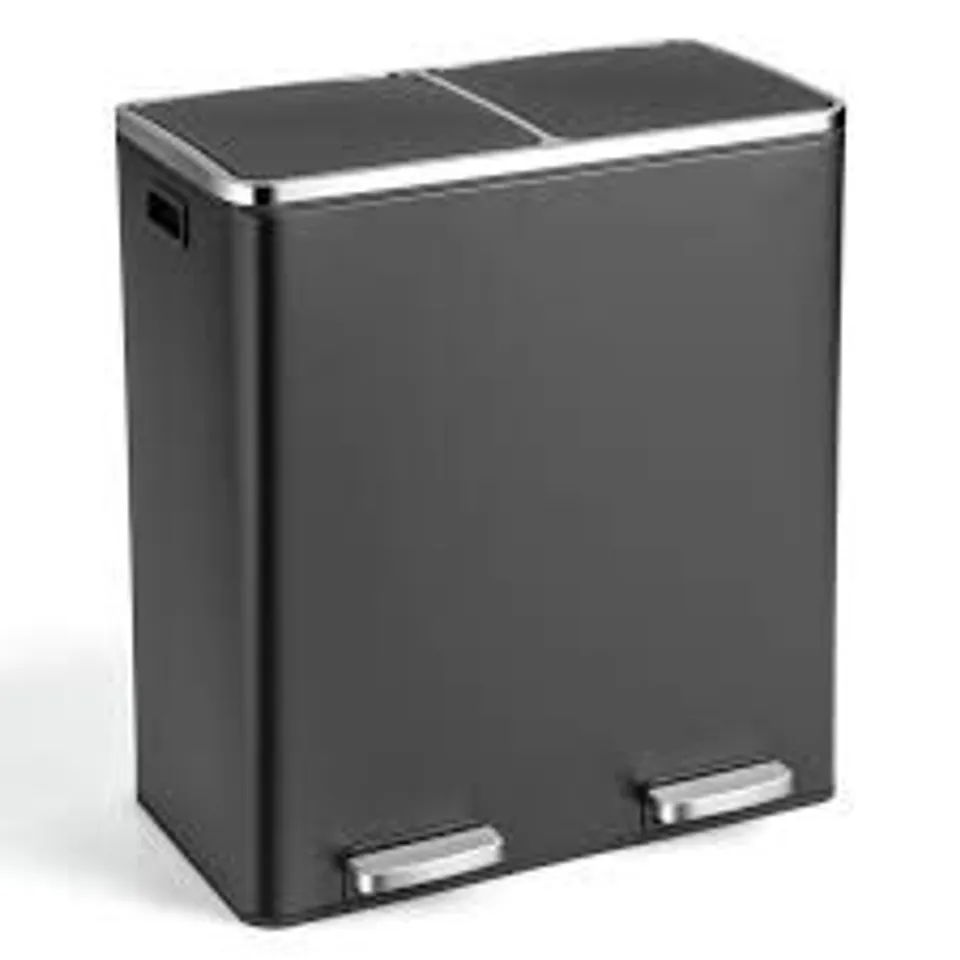 BOXED DOUBLE RECYCLE PEDAL BIN WTH DUAL REMOVABLE COMPARTMENTS