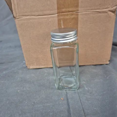 GLASS SPICE JARS WITH METAL SCREW CAPS – SET OF 12 (EMPTY)