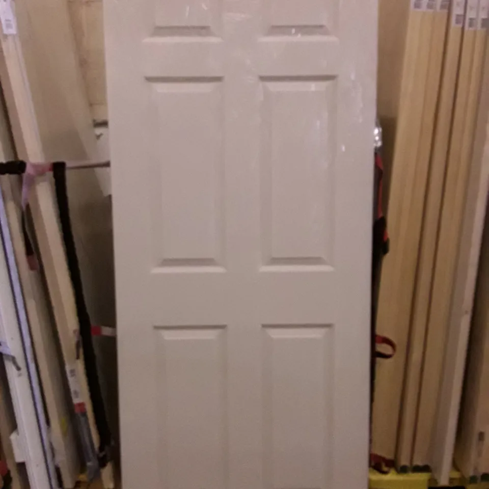 GEOM MOULDED WOODGRAIN 6 PANEL WHITE INTERNAL DOOR 2040×826×40MM