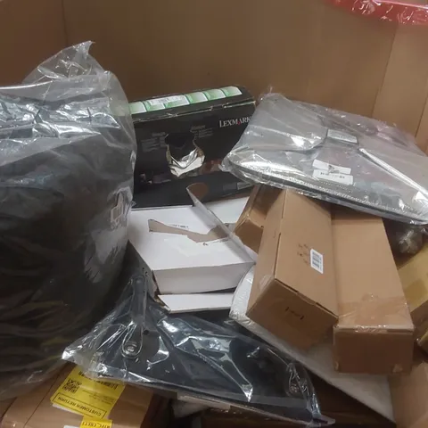 PALLET CONTAINING A LARGE QUANTITY OF ASSORTED ITEMS INCLUDING: HULKEN LARGE SHOPPING TROLLEY, LEXMARK PRINTER CARTRIDGE, DECORATIVE WALL CLOCK ECT