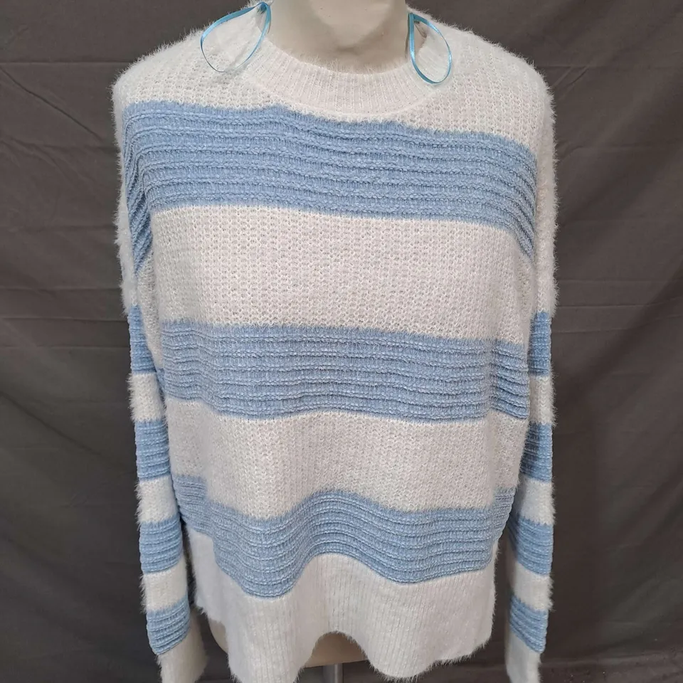 IZABEL WIDE STRIPE JUMPER IN WHITE/BLUE SIZE 10