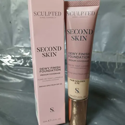 6 BOXED SCULPTED AIMEE CONNOLLY SECOND SKIN DEW FINISH FOUNDATIONS IN FAIR GOLDEN 2.75 (6X32ML)