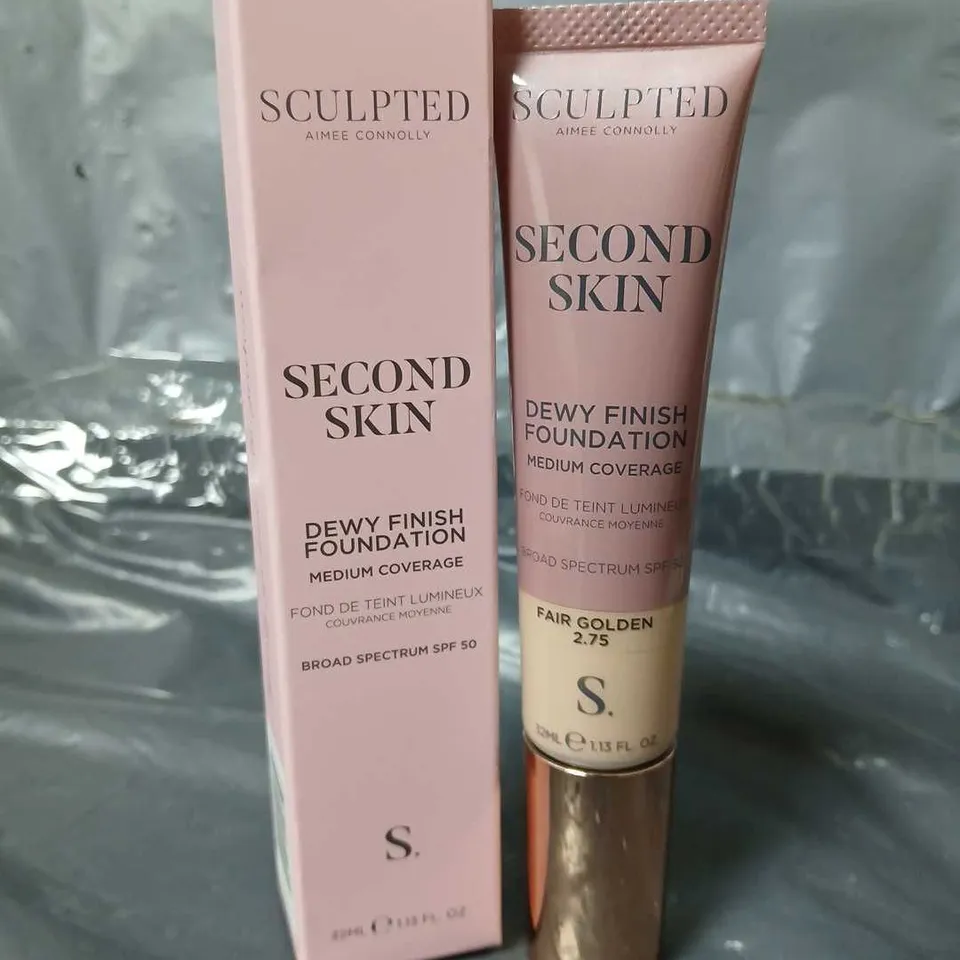 6 BOXED SCULPTED AIMEE CONNOLLY SECOND SKIN DEW FINISH FOUNDATIONS IN FAIR GOLDEN 2.75 (6X32ML)
