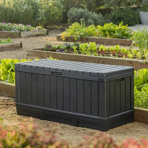 BOXED KETER KENTWOOD 350L STORAGE BOX - GREY (1 BOX)