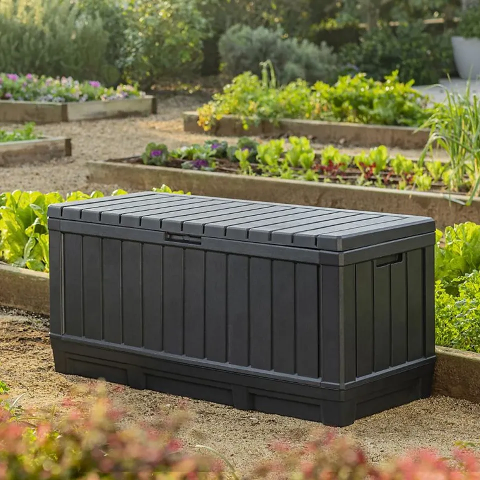 BOXED KETER KENTWOOD 350L STORAGE BOX - GREY (1 BOX)
