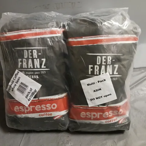 LOT OF 4 1KG PACKS OF DER FRANZ ESPRESSO COFFEE WHOLE BEANS