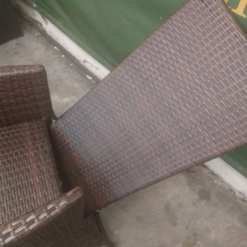 X2 BROKEN RATTAN EFFECT GARDEN ARMCHAIRS BROWN