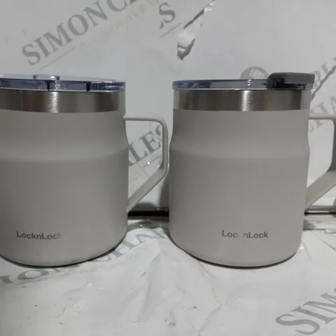 BOXED LOCK & LOCK SET OF INSULATED STAINLESS STEEL MUGS - OFF WHITE