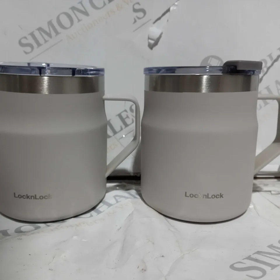 BOXED LOCK & LOCK SET OF INSULATED STAINLESS STEEL MUGS - OFF WHITE