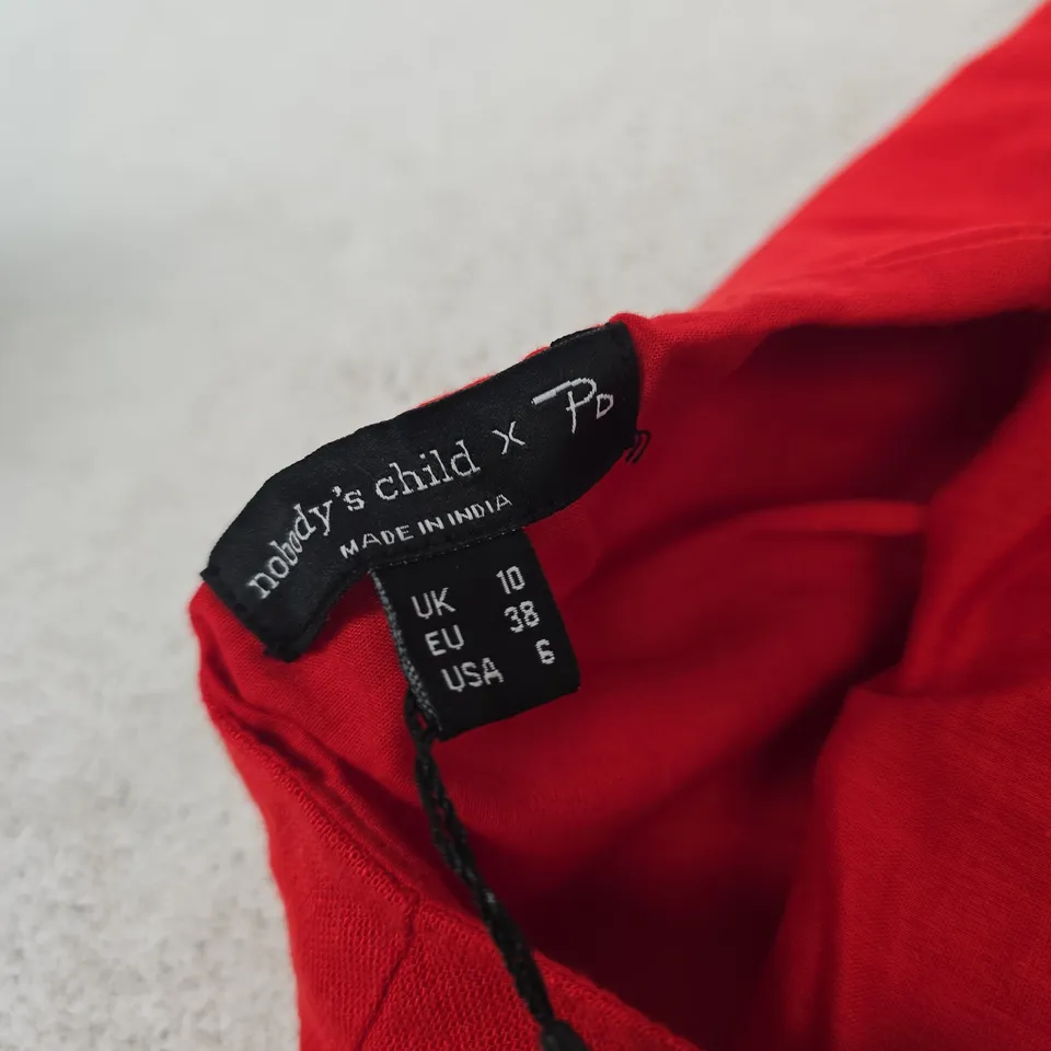 NOBODY'S CHILD RED MIDI DRESS – UK 10 (EU 38) – WITH TAG