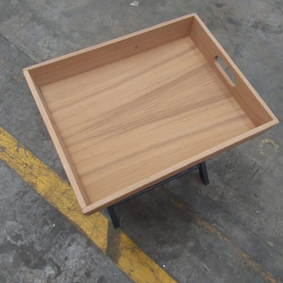 CLOCKHOUSE BUTLERS SIDE TABLE CARBON & NATURAL OAK