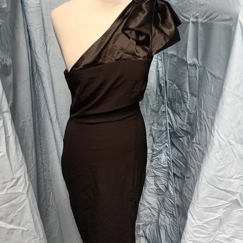VESPER BLACK ONE-SHOULDER EVENING DRESS β UK 8