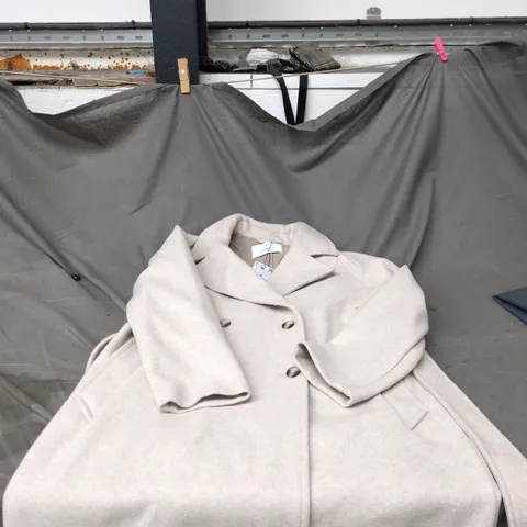 STRADIVARIUS WOMEN'S COAT – BEIGE WOOL-BLEND, SIZE S