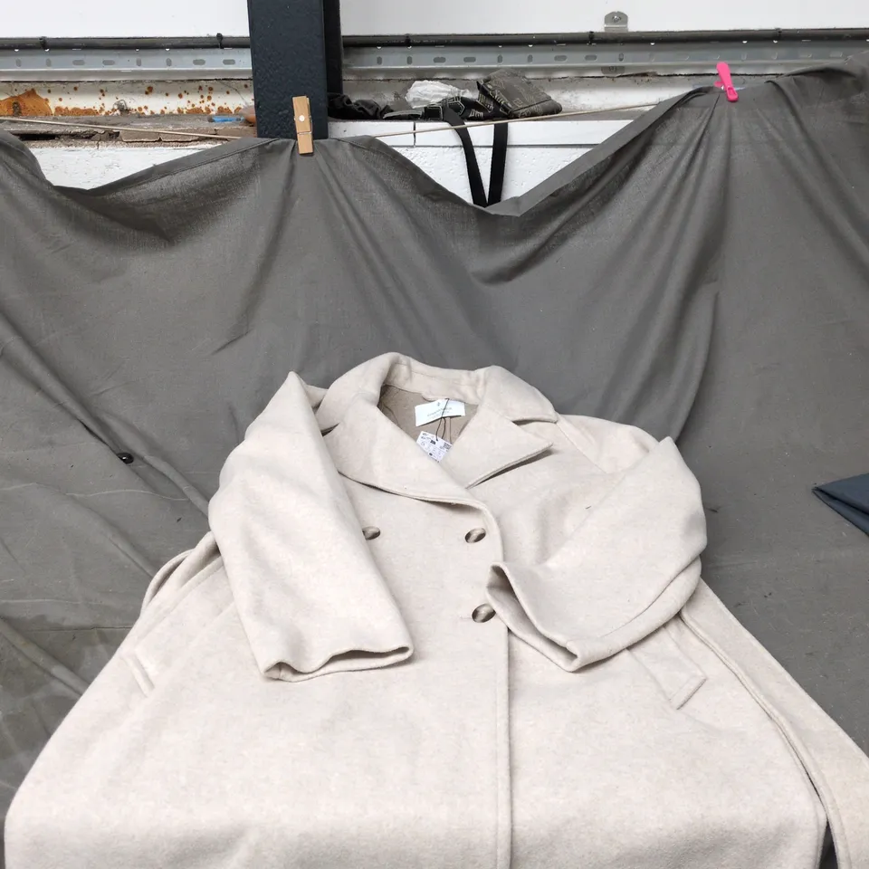 STRADIVARIUS WOMEN'S COAT – BEIGE WOOL-BLEND, SIZE S