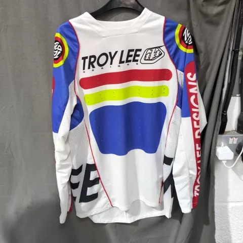 TROY LEE DESIGNS SPRINT CYCLING JERSEY – WHITE WITH BLUE SLEEVES - SIZE UNSPECIFIED 