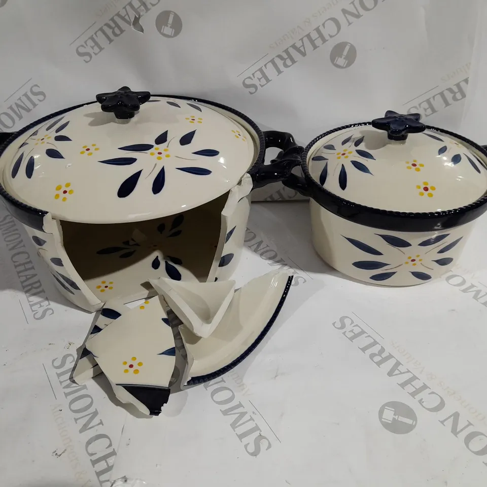 TEMP-TATIONS 0.95 LTR & 2.37 LTR CERAMIC ROUND CASSEROLE BAKING DISHES WITH LIDS
